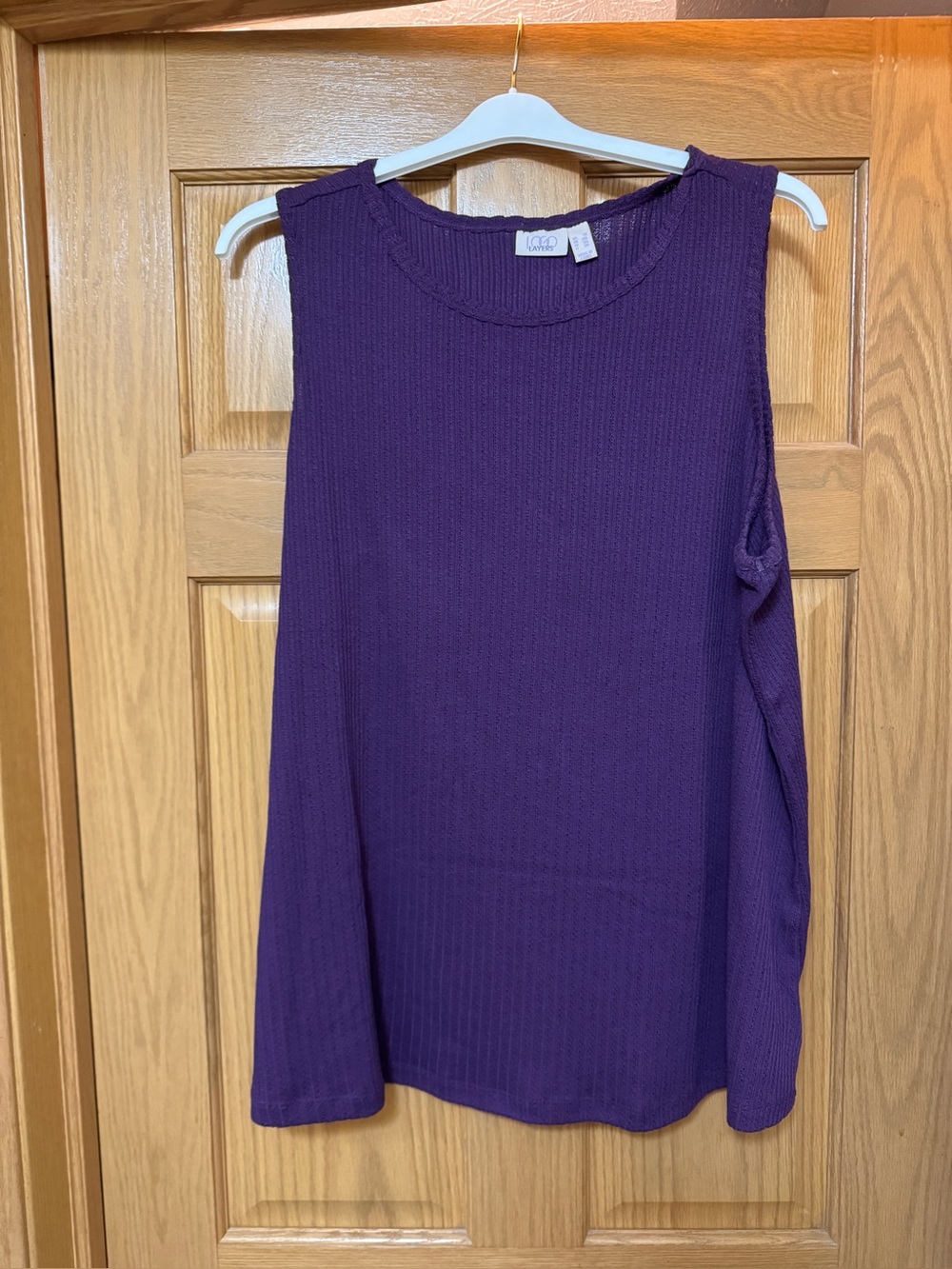 Logo Layers Sleeveless Ribbed Tank Top in Deep Purple